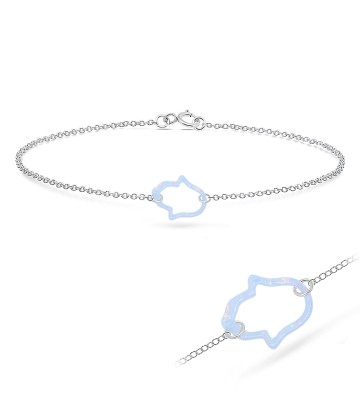 Light Sapphire Opal Silver Bracelet BRS-238A